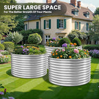 4 Pack Tall 2x2x1.5FT Round Raised Beds for Gardening, Corrugated Galvanized Steel Raised Garden Bed, Outdoor Metal Above Ground Garden Bed for Vegetables and Flowers