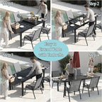 Outdoor Expandable Dining Table 71"-106" Aluminum Patio Dinner Table for 8-10 Person, Rectangular Metal Collapsible Tables with Umbrella Hole, Patio Tables with Extendable Top for Garden, Backyard