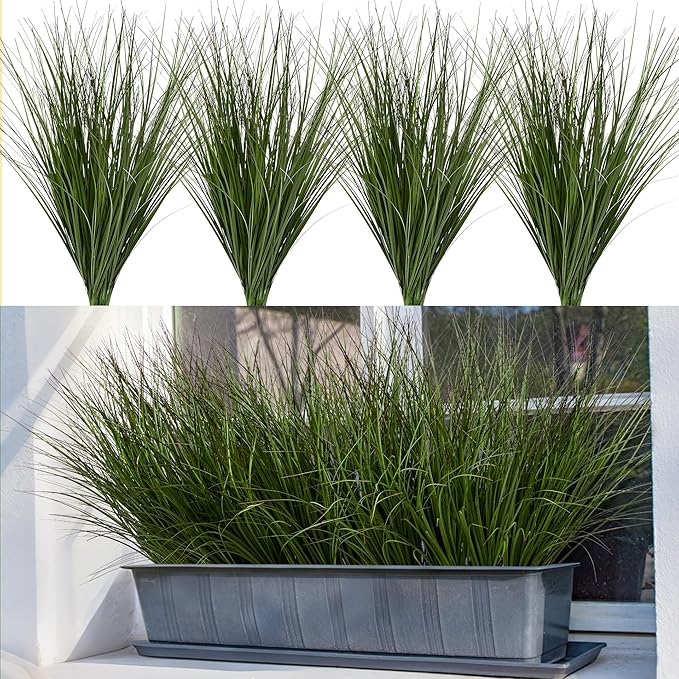 Artificial Wheat Grass Greenery Stems, 32 Pack, 17.3 Inch Green Plastic