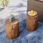 SUNBURY Outdoor Side Table Set of 2, Tree Stump Side Table Light Oak Colored - Image 2