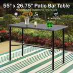 Bar Table for Patio, Black Metal Frame, Counter Height, Seats 4 to 6