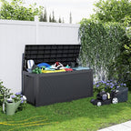 120 Gallon Outdoor Deck Box, Lockable Waterproof Outdoor Storage Boxes For Garden Tools,Indoor Cushions,Accessories Outside Storage Resin Weatherproof Container(Black)