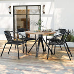 Amopatio Outdoor Dining Chairs Set of 6, Rattan Patio Chairs Wicker, Stackable Indoor-Outdoor Chair, Bistro, Deck, Yard, Porch, Restaurant Stack Chairs, Black