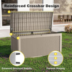 261 Gallon Outdoor Deck Box, Lockable Waterproof Outdoor Storage Boxes For Garden Tools,Indoor Cushions,Accessories Outside Storage Resin Weatherproof Container(Grey)