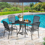 AECOJOY Outdoor Patio Dinning Table for 4, 37" Round Metal Patio Tables with 1.7" Umbrella Hole, Weather-Resistant Outside Table for Lawn Backyard Garden Porch Bistro Poolside Deck Dark Grey