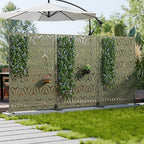 Casaphoria Metal Privacy Screen Outdoor, 72" H x 47" W Freestanding Decorative Privacy Screen for Patio Deck Balcony Garden with Stable Base, Green-Star