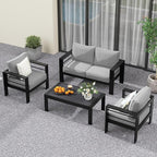 Solaste Aluminum Patio Furniture Set for All Weather, Oversized Metal Outdoor Furniture Set with 27.5" Deep Seating and 3.2" WIde Armrest, Outdoor Patio Conversation Sets with 10’’ Back Suport Cushion
