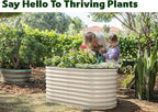 Plant & Plot Galvanized Raised Garden Beds Outdoor // 4×2×2 ft Planter Raised Beds for Gardening, Vegetables, Flowers // Large Metal Garden Box (White) // Patented Tool-Free Design