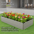 12x2x1.5FT Galvanized Raised Garden Bed,Vegetable Boxes-Rectangle Metal Flower Box,Large Planter Raised Beds Outdoor Garden for Planting,Fruit,Herb-Silver