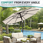 AreShark 9 FT Patio Umbrella for Outdoor, Outdoor Table Umbrella with Push Button Tilt and Crank, Outdoor Patio Umbrellas with 8 Sturdy Ribs for Market, Garden, Pool (Cream-white)