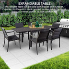 Kozyard Villa Expandable Patio Dining Table - Adjustable, Aluminum Outdoor Furniture for 4-6 Person, Perfect for Backyard, Porch, Deck, Garden - Brown, 43"- 86"