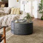 UPHA Outdoor Round Coffee Table, Small Modern Minimalist Accent Tables, Low Light Concrete Center Table for Living Room, Outside Patio, Deck, 28×28×13, Dark Grey