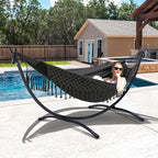 SUNCREAT Portable Outdoor Hammock with Stand Included, Double Hammock with Tassel for Outside, Dark Gray