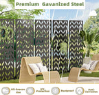 Casaphoria 72" H x 35" W Metal Privacy Screen, Outdoor Freestanding Decorative Divider for Patio, Deck, Balcony, and Garden with Stable Base, Black Keith