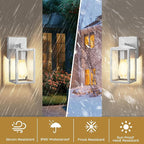 WIHTU Outdoor Lights for House, LED Exterior Front Porch Light Fixtures for Outside, Waterproof Wall Light Outdoor, Sconce Lights for Patio, Garage, Doorway, Entryway (Silver)
