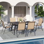 Patio Dining Chair Set of 6, Outdoor Stackable Dining Chairs High Back for All Weather, Patio Furniture for Backyard, Porch, Garden, Pool Deck (Brown)