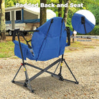 Ainfox Hammock Camping Chair, Foldable Portable Rocking Chairs for Adults Outside Swinging Camp with Cup Holder Pillow for Outdoor Patio Poolside (Blue)
