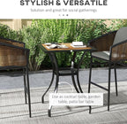 Outsunny 28" Outdoor Bar Table, Faux Wood Patio Furniture, Square Wood-Like Patio Table with Water Safe Design for Deck, Backyard, Lawn, Brown