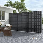 Casaphoria Metal Privacy Screen Outdoor, 72" H x 47" W Freestanding Decorative Privacy Screen for Patio Deck Balcony Garden with Stable Base, Black-Fence