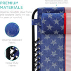 Best Choice Products Set of 2 Adjustable Steel Mesh Zero Gravity Lounge Chair Recliners w/Pillows and Cup Holder Trays - American Flag