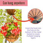 LaLaGreen Hanging Planter for Outdoor Plants (10 Inch, 2 Pack) Hanging Baskets with Coco Liner, Black Metal Wire Flower Basket Pots with Hook Hanger Balcony Porch Farmhouse Country Style Garden Decor