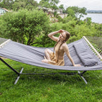 SUNCREAT 2 Person Hammock with Stand, Heavy Duty Portable Hammocks, 475 lbs Capacity, Dark Grey
