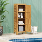 Christopher Knight Home Patio Gribs Acacia Wood Storage Cabinet,Garden/Poolside Tool Sideboard,Outdoor Wooden Cabinet with Shelves, Sturdy Construction, Teak Finish