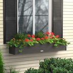 Mayne Horizon 5FT Window Box Planter – Modern Rectangular Faux Wood Grain Design for Windows, Durable All-Season Outdoor Flower Box with Drainage, Easy Installation
