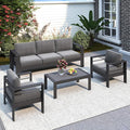 Solaste Aluminum Patio Furniture Set for All Weather, Oversized Metal Outdoor Furniture Set with 27.5" Deep Seating and 3.2" Wide Armrest, Outdoor Patio Conversation Sets with 10" Back Cushion, Gray