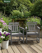 Patio Chairs Set of 2, HDPE Outdoor Dining Chairs with Wide Seat, All Weather Oversized Porch Chair for Garden, Backyard, Deck - Grey