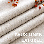 H.VERSAILTEX 72 inch Blackout Curtains, 100% Absolutely Blackout Thermal Insulated Textured Linen Look Curtain Draperies Anti-Rust Grommet Linen Curtains Blackout, 2 Panels, Natural