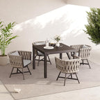 Grand patio 5-Piece Outdoor Dining Set for 4, Patio Dining Furniture Set for 4 Swivel Rope Wicker Chairs & 1 Expandable Rectangular Dining Table, Light Gray Brown