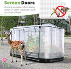 KING BIRD Raised Garden Bed with Cover Galvanized Oval Planter Garden Box Outdoor for Gardening, Vegetables, Flowers 94.5x47.2x11.8 in, White