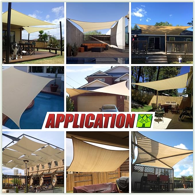 ColourTree TAPR1616 Custom Size 18' x 19' Grey Sun Shade Sail Canopy UV Block UPF50 Rectangle - Commercial Standard Heavy Duty - 190 GSM - 3 Years Warranty