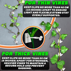 100Pcs Clear Plant Clips for Climbing Plants Indoor - White & Flexible Climbing Plant Wall Clips for Vines - Universal Size Vine Clip Set with Self-Adhesive Mount, Easy Installation and Strong Grip