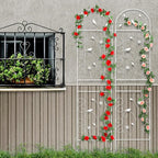 Metal Garden Trellis for Climbing Plants, 86.5" x 19.7" Metal Plant Trellis Outdoor, White Iron Garden Trellis, Clematis Rrellis Outdoor, Arched Decoration Suitable for courtyards, lawns, Gard, White