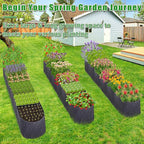 POILKMNI 12x2x1ft Oval Fabric Raised Garden Bed - Outdoor Planter Box Non-Woven Fabric Patio Planting Bed Garden Grow Bed Bag for Growing Herbs, Flowers and Vegetables