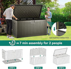 YITAHOME XXL 230 Gallon Large Deck Box,Outdoor Storage for Patio Furniture Cushions,Garden Tools with Flexible Divider,Waterproof,Lockable (Light Brown)