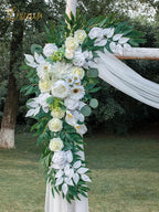 Artificial Flower Swag for Wedding Arch, Ivory Peony and Rose Silk Decor