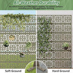 Casaphoria Metal Privacy Screen Outdoor, 72" H x 47" W Freestanding Decorative Privacy Screen for Patio Deck Balcony Garden with Stable Base, Green-Perilla