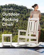 SERWALL Outdoor Rocking Chair Set of 6, Patio Rocking Chair Sets, HDPE Rocking Chair for Adults, White