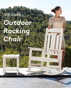 SERWALL Outdoor Rocking Chair White Set of 8, All Weather Patio Rocking Chair, HDPE Poly Rocking Chair for Adults, Heavy Duty Front Porch Rocker