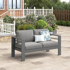 Wisteria Lane Patio Furniture Metal Loveseat, Metal Outdoor Chairs with Upgraded Cushions, All-Weather Outdoor 2 Seats Sofa Couch for Balcony, Garden, Deck, Backyard, Grey