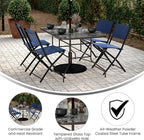 Flash Furniture Tory 31.5" x 55" Rectangular Tempered Glass Metal Table with Umbrella Hole, Bronze