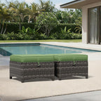 Joyside Outdoor Ottoman Set of 2, Patio Large Ottoman Foot Rest with Thickened Cushions, Outdoor Wicker Foot Stool for Porch, Deck Use