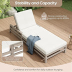 LUMISOL Patio Chaise Lounge Chair, 5-Position Adjustable Outdoor Chaise Lounge, Solid Wood Patio Recliner Chair with Thick Cushions, Weather-Resistant for Pool, Balcony, Garden, Grey