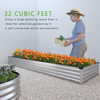 12x2x1FT Galvanized Raised Garden Bed Kit,Vegetable Boxes-Rectangle Metal Flower Box,Large Planter Raised Beds Outdoor Garden for Planting,Fruit,Herb-Silver