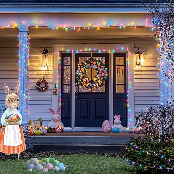 Easter String Lights, 168 ft LED Multicolor Clear Wire with Remote