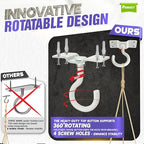 [UPGRADED] 200LBS 8Pcs Rotatable Ceiling Hooks with 4 Screw Points Plate Base, White Wall Mount Metal Hanger for Hanging Plants, Bird Feeders, Lanterns, Lights, Wind Chimes, Indoor Outdoor Decor