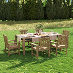 Stoog 63" All-Weather Patio Dining Table, HIPS Waterproof Tabletop with Cross-Braced Aluminum Frame & Umbrella Hole, Fade & Rot Resistant, for Backyard, Garden, Deck, Teak